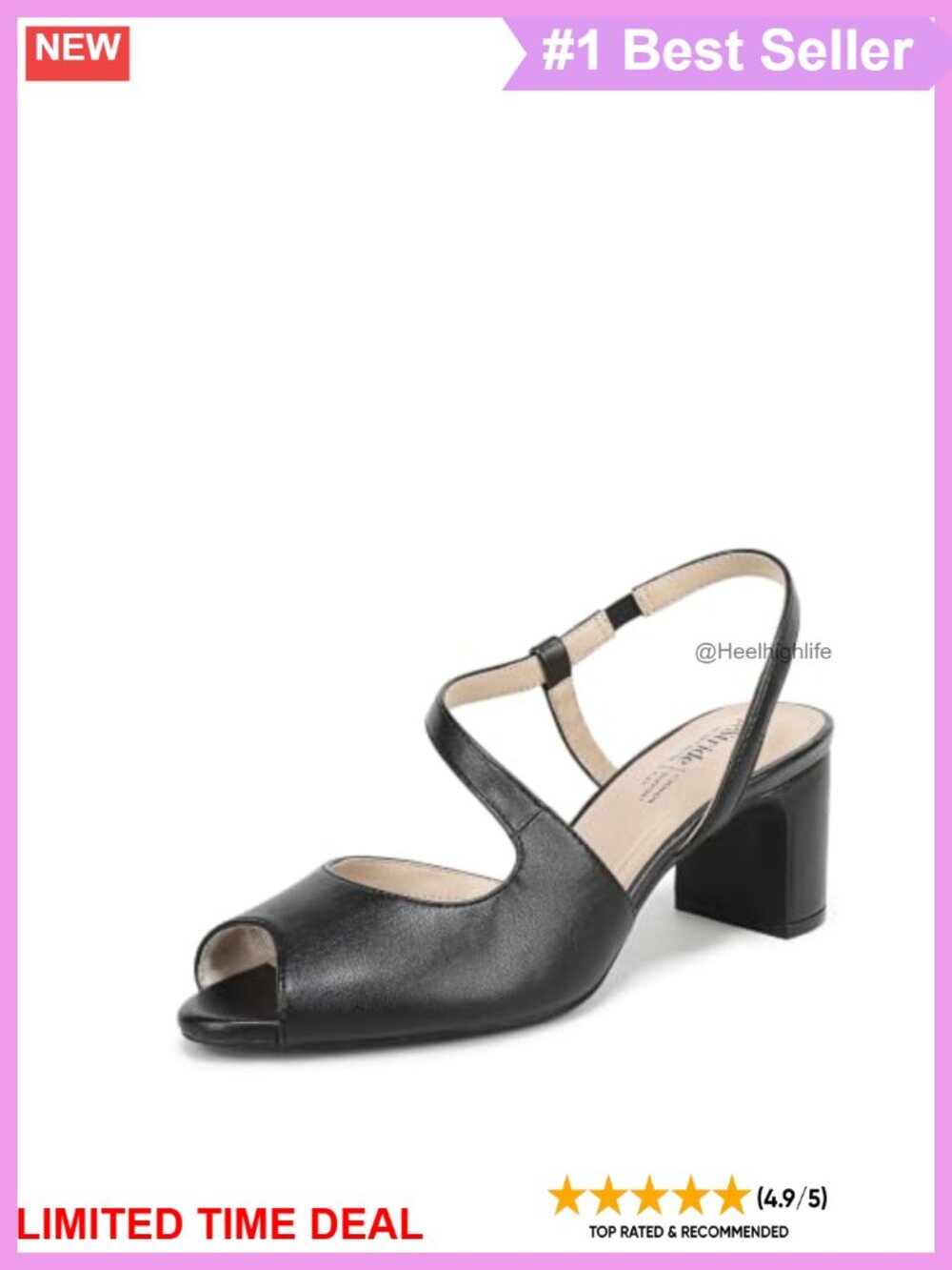 LifeStride Theo Block Heel Peep Toe Pump